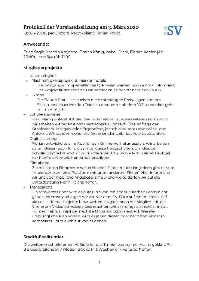 Vorschau von Protokoll der Vorstandssitzung am 3.3.