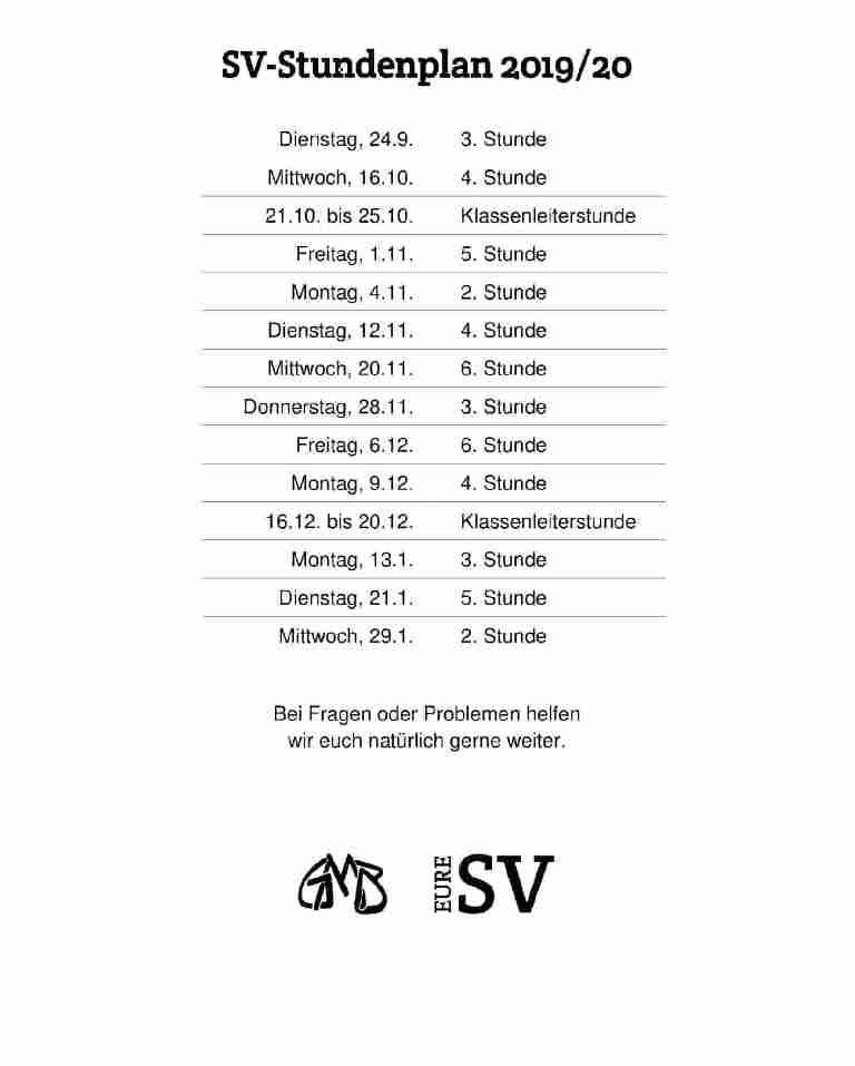 Vorschau von SV-Stundenplan 2019/20